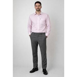 Abercrombie Fitch Mens Pink White Stripe Button Down Shirt Size L Moose Logo